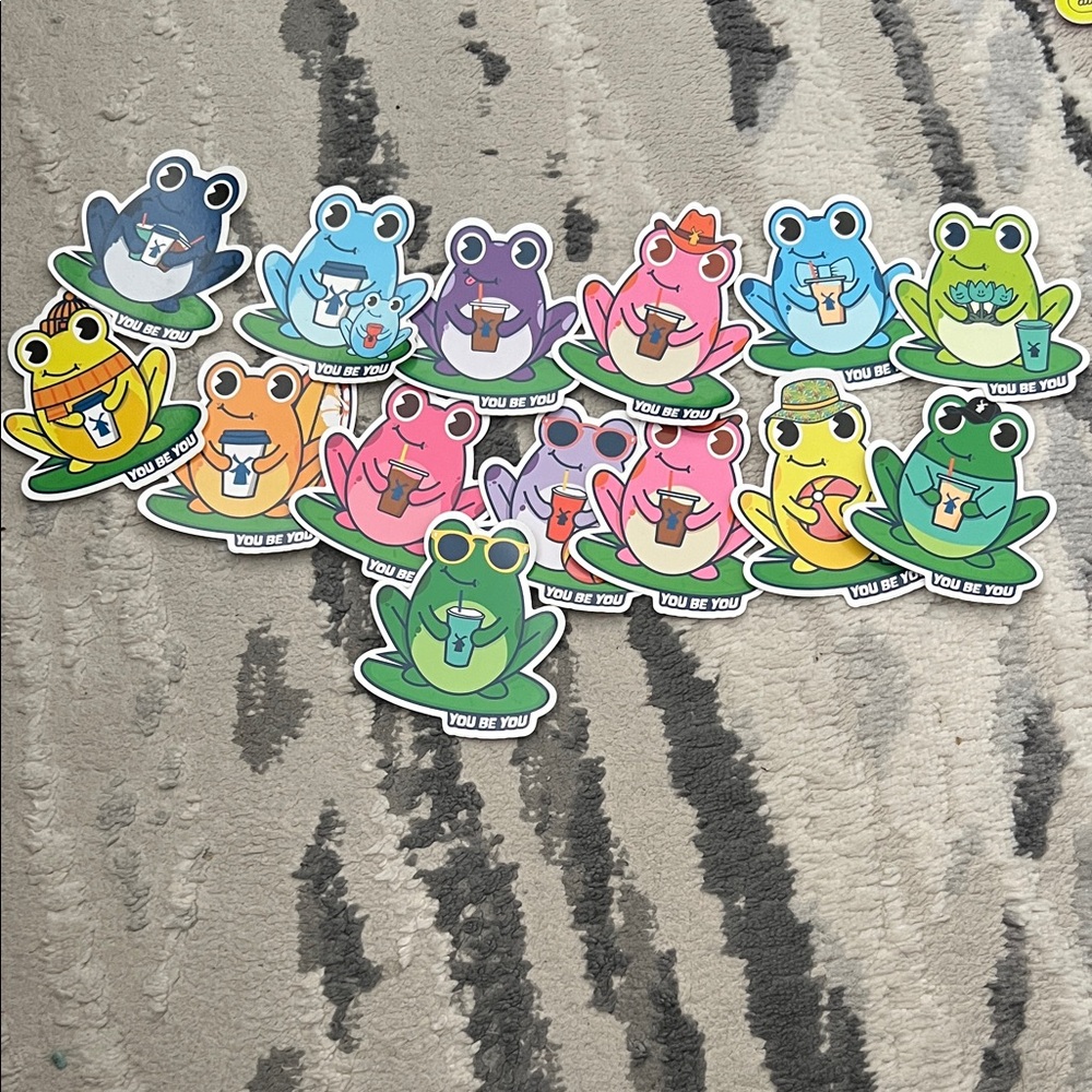 Dutch Bros Colorful Frog Stickers